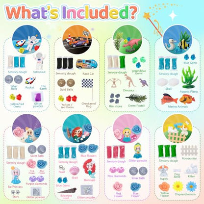 8-Pack Sensory Dough Jars, Reusable Play Kit for Kids, Non-Toxic