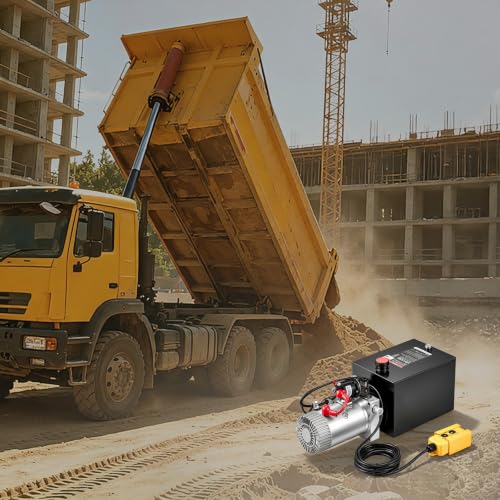 VEVOR 8 Quart Hydraulic Pump, Single Acting Hydraulic Power Unit, 3200 PSI Max Relief Pressure, 0.91 GPM Flow Rate, DC12V 1.6KW Power Unit for Dump Trailer Car Lifting (Horizontal Installation) - size: 20.1×7.3×8.3 inch, style: Single Acting