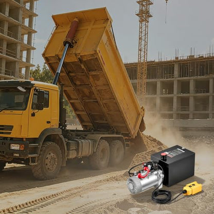 VEVOR 8 Quart Hydraulic Pump, Single Acting Hydraulic Power Unit, 3200 PSI Max Relief Pressure, 0.91 GPM Flow Rate, DC12V 1.6KW Power Unit for Dump Trailer Car Lifting (Horizontal Installation) - size: 20.1×7.3×8.3 inch, style: Single Acting