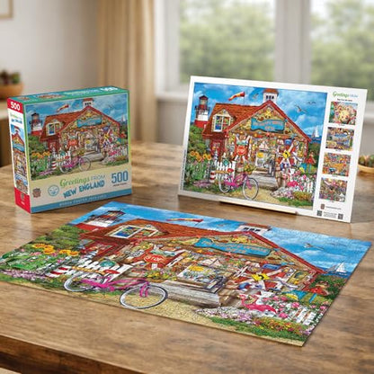 MasterPieces 550 Piece Jigsaw Puzzle for Adults, Family, Or Youth - Greetings from New England - 18" x 24" - style: New England