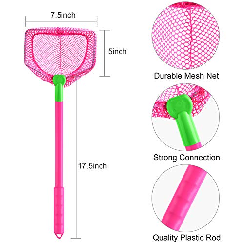 Coopay 2 Pieces Butterflies Kids Fishing Net Catching Bug Floating Bait Beach Nets for Outdoor Playing - color: Rose Red + Green