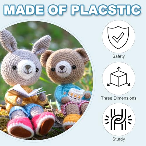 PATIKIL 16mm Safety Eyes, 20 Pcs Plastic Craft Eyes with Protective Film with Washers for Stuffed Animals Crochet Toys Dolls DIY Craft Making, Black - size: 16mm