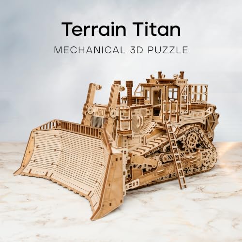 Wood Trick Terrain Titan Bulldozer 3D Wooden Puzzles for Adults to Build