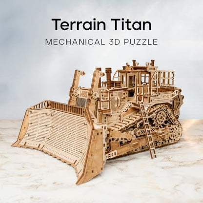 Wood Trick Terrain Titan Bulldozer 3D Wooden Puzzles for Adults to Build