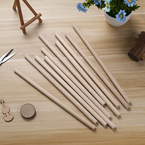 Wooden Dowel Rods Wood Dowels, 10PCS 1/2 x 12 Round Wooden Sticks for Crafts, Macrame Dowels, Unfinished Hardwood Sticks for Crafting, Arts and DIYers, Tiered Cake Support and Wedding Ribbon Wands - size: 1/2"×12"-10PCS