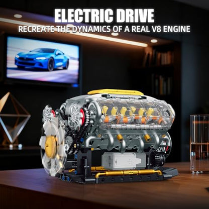 V8 Engine Model Kit that Runs, Build Your Own Mini Visible Car Motor, Physical Science Experiment Building Set for Adults & Teens, STEM Toy Gift for Boys 14+ (703 PCS) - style: YC364