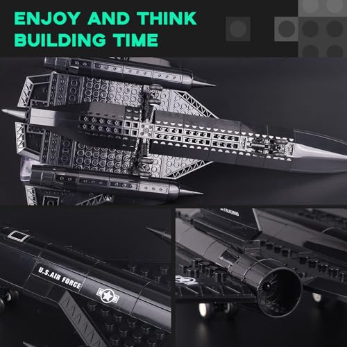ArtorBricks SR-71 Reconnaissance Blackbird Airplane Military Building Set with Display Stand - 183Piece Model Kit for Adults, Collectors & Hobbyists