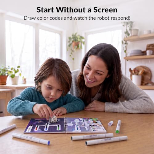Ozobot Ozo at Home: Interactive STEM Coding Robot for Kids Ages 5+, Screen-Free Learning with Color Code Markers, Blockly Programming, Includes Charging Cable & Protective Case, Homeschool Approved