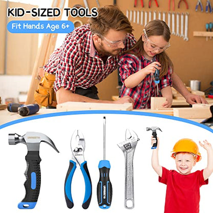 URASISTO 12-Piece Kids Tool Set with Tool Storage Bag, Junior Real Hand Tool Kit for Boys & Girls, Children Learning Tools for DIY Building and Woodworking, Age 8+