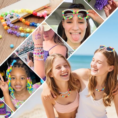 Gionlion 96 Colors 3550 Pcs Pony Beads Bracelet Making Kit, 5 Boxes Friendship Bracelet Kit with Letter Beads 6x9mm Rainbow Bead for Bracelets Jewelry Keychain Making Kit, Mothers Day Gifts Gifts - color: 96 Colors 3550PCS