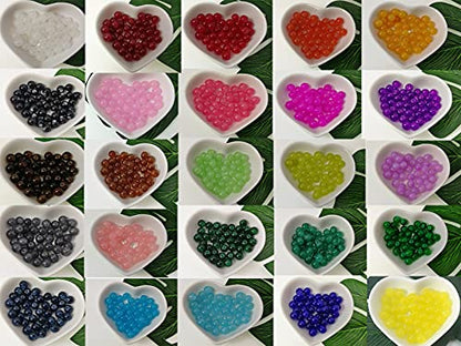 1000PCS 8mm Glass Round Beads Bulk， Imitative Jade Beads, Bracelet Loose Beads for Jewelry Making Earring, Necklaces, and DIY Crafts - size: 8mm Mixed