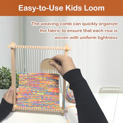 LYKTRIX Weaving Loom for Kids Age 6-12,Small Wooden Weaving Loom Kit,Suitable for Beginners and Children, 9 * 11 inch Knitting Loom Kit Includes Instructions and Enough Yarn 28×24cm - size: 28×24cm
