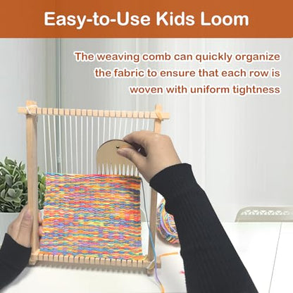 LYKTRIX Weaving Loom for Kids Age 6-12,Small Wooden Weaving Loom Kit,Suitable for Beginners and Children, 9 * 11 inch Knitting Loom Kit Includes Instructions and Enough Yarn 28×24cm - size: 28×24cm