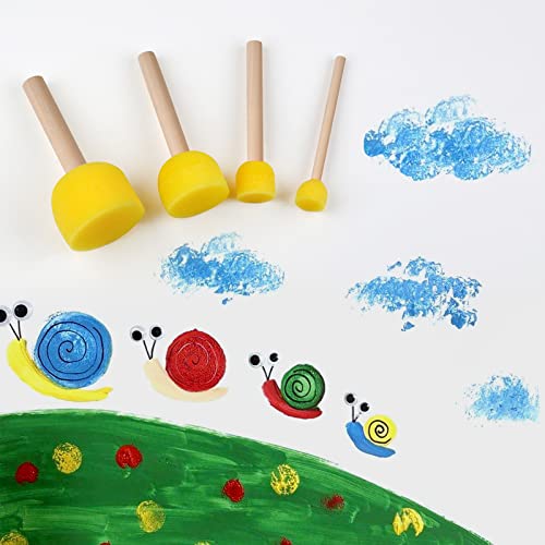 vivinin 90 Pcs Round Sponges Brush Set, Round Sponge Brushes for Painting, Paint Sponges for Acrylic Painting, Painting Tools for Kids Arts and Crafts (4 Sizes) - size: 90 PCS