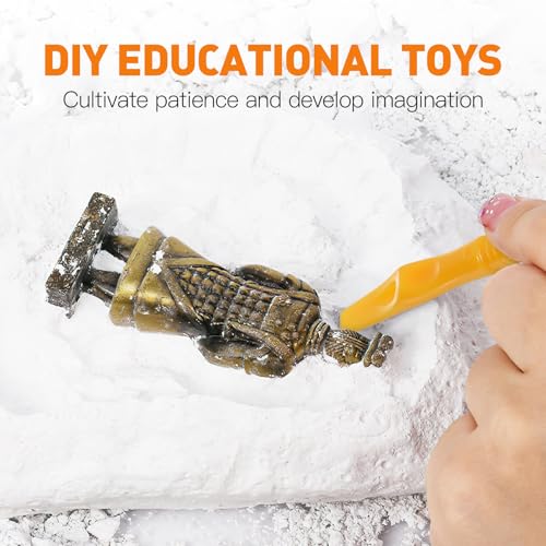 VOSAREA Kids Dig Kit 3 Sets Excavation Tool Kit with Hammer Chisel Brush Scraper Magnifying Lens for Gemstone Digging Archaeology Play Hands-on Learning