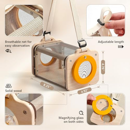 Montessori Wooden Bug Catcher Kit for Kids - 8-in-1 Outdoor Explorer Set with Habitat, Net & Magnifying Glass STEM Learning Toys for Ages 3-8 Nature Gift for Boys & Girls