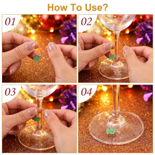 100 PCS Wine Charms for Stem Glasses Letters, 40PCS Wine Glass Charm Rings