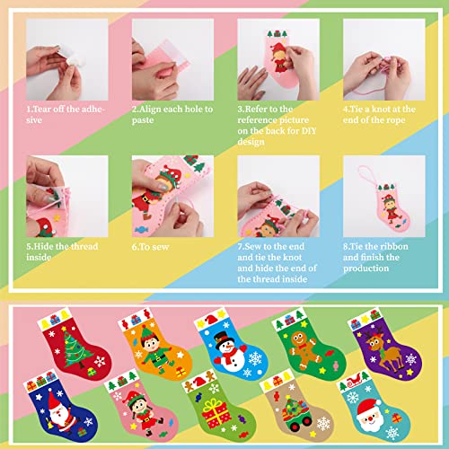 SATINIOR 10 Pcs Christmas Felt Stocking Kits DIY Sewing Ornaments