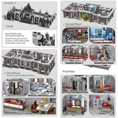 Lunatic Hospital - Building Blocks,7537 PCS Gothic Model Toy for Adults - color: Lunatic Hospital