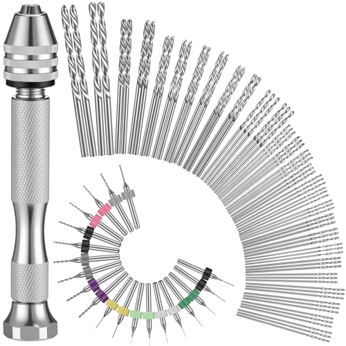 Vinsot 95 Pcs Micro Drill Bits Set with Pin Vise Hand Drill, Silver - color: Silver
