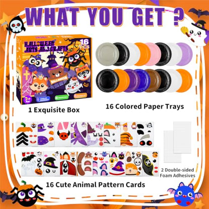 16 Pack Arts and Crafts for Kids Toddler DIY Animal Paper Plate Art Gifts - style: Halloween
