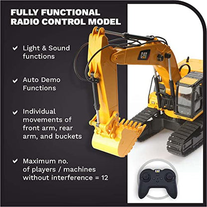 Diecast Masters RC Truck CAT 336 Excavator | Fully Functional Radio Control 1:24 Scale Model Remote Truck, Caterpillar Trucks Yellow 25001