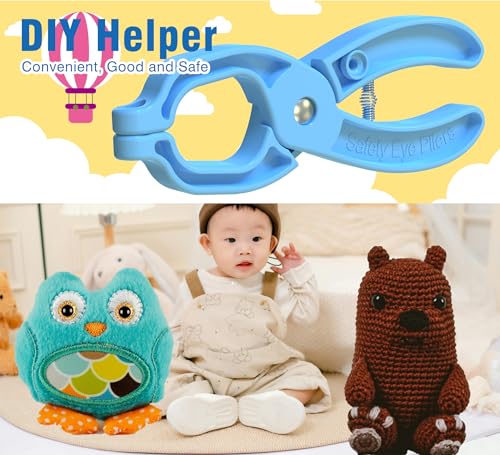 GEOCCI Safety Eye Tool Auxiliary Tool for Attaching Safety Eyes for Crocheting Safety Eyes Crochet Tools for Amigurumi Crochet & Stuffed 5-30mm Animal Eyes Making Supplies Tool（Blue 1pcs） - color: blue