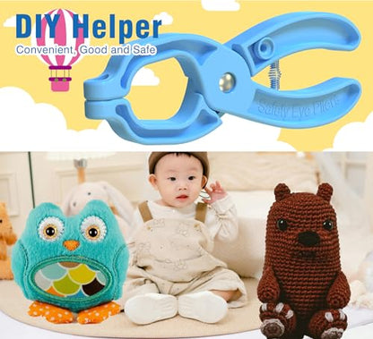 GEOCCI Safety Eye Tool Auxiliary Tool for Attaching Safety Eyes for Crocheting Safety Eyes Crochet Tools for Amigurumi Crochet & Stuffed 5-30mm Animal Eyes Making Supplies Tool（Blue 1pcs） - color: blue