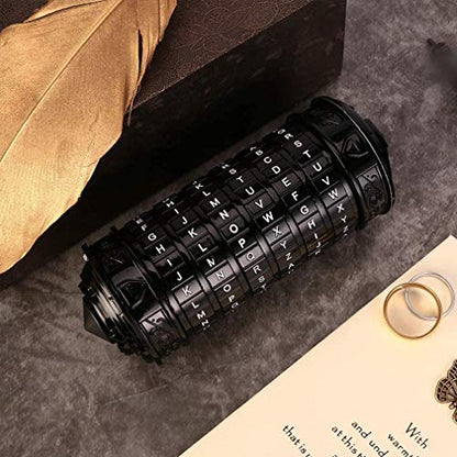 Cryptex Da Vinci Code Mini Cryptex Lock Puzzle Boxes with Hidden Compartments Anniversary Valentine's Day Romantic Birthday Gifts for Her Gifts for Girlfriend Box for Men - color: Black