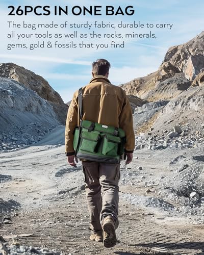 INCLY 26PCS Upgrade Geology Rock Pick Hammer Kit, Rock Hounding Equipment