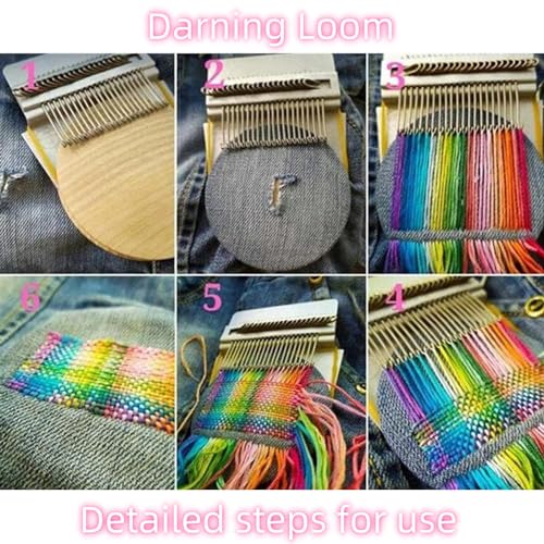 Darning Egg - Mini Darning Loom, Darning Egg Weaving Tool Set with Small Weaving Loom Kit with 14 Pcs Large Eye Needles 50 Colors Darning Thread for Handcraft DIY Weaving Repair Tool