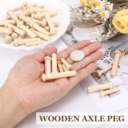 MECCANIXITY Wooden Axle Pegs 5/16" Dia. 1-13/16" Length, Unfinished Wood Pegs for DIY Model Cars Trucks, 25pcs - size: 5/16" Dia. 1-13/16" Length