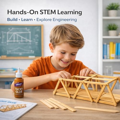 Perfect Stix Wooden Truss Bridge Kit – STEM Bridge Kit Complete with Instructions Made in USA - Great for School Projects/STEM Based Learning