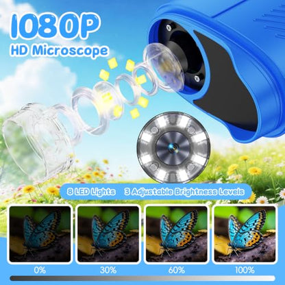 SEEKID Kids Microscope,1000X Handheld Digital Microscope (Blue) - color: Blue