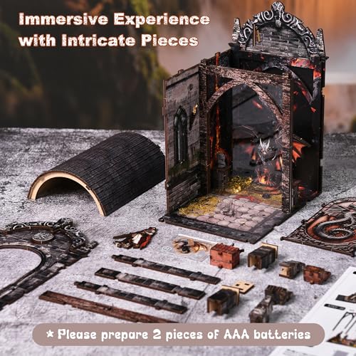 DIY Book Nook, Miniature House Kit with LED Lights - Dragon Castle