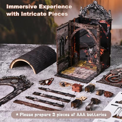 DIY Book Nook, Miniature House Kit with LED Lights - Dragon Castle