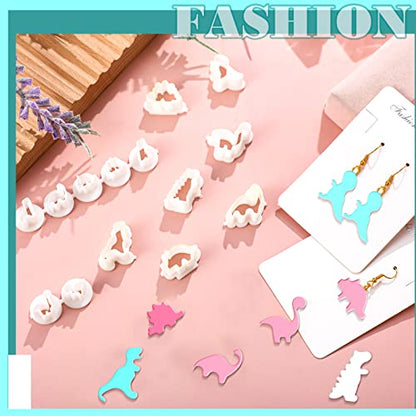 14 Pcs Dinosaur Polymer Clay Cutters Mini Dinosaur Shaped Clay Cutters Earring Making Tool Kit Cute Jewelry Modeling Polymer DIY Supplies Embossing Animal Earring Molds School Holidays Birthday Gift