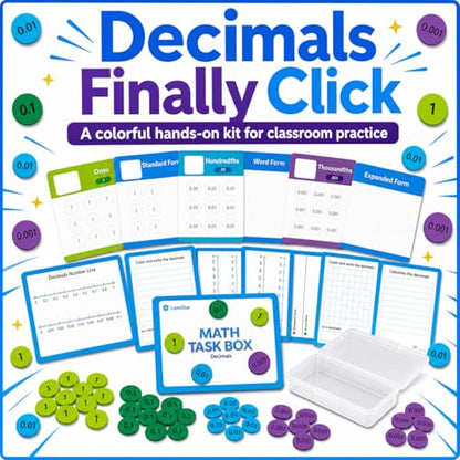 Math Task Box Set Place Value Decimals, 5 Boxes