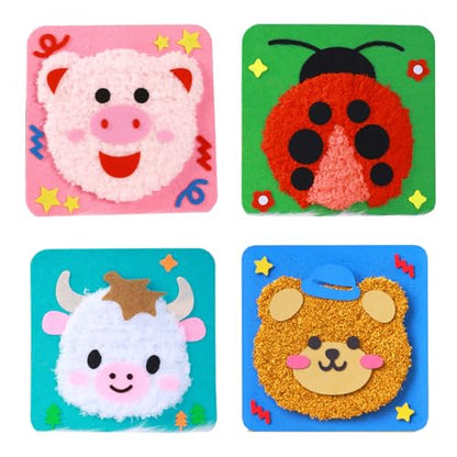 PupuMiao Sewing Kit for Kids DIY Embroidery Sewing Kit Cute Animal Sewing Projects Easy Crafts with English Instructions, Perfect for Beginners, Girls Boys Ages 4-12 - color: Highland Cattle+Ladybug+Bear+Piggy