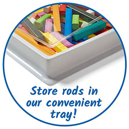 hand2mind Wooden Cuisenaire Rods with Trays, Math Manipulatives, Montessori Math Rods, Math Counters, Math Blocks, Counting Blocks, Montessori Math, Fraction Bars, Number Rods (Set of 6) - style: Trays Set