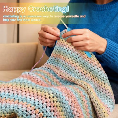 Aeelike Crochet Blanket Kit for Beginner Easy Crochet Kit, Classic Gradient - color: Classical Gradient