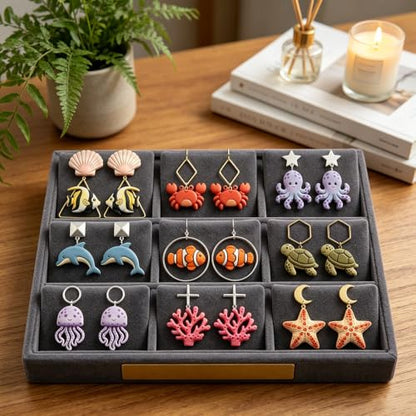 18Pcs Ocean Life Polymer Clay Cutters Set Sea Creatures Mini Clay Earring Cutters Summer Marine Animals Turtle Dolphin Jellyfish Seashell Polymer Jewelry Cutter for Earrings Crafts DIY Tool Supplies
