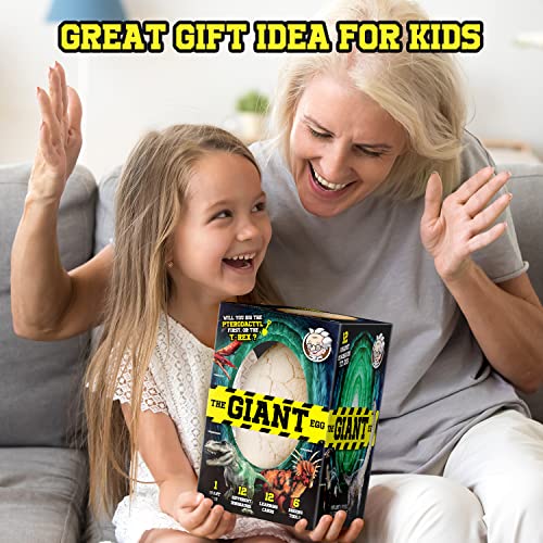 Dinosaur Egg Dig Kit, Unearth a Jumbo Dino Egg with 12 Unique Large Surprise Dinosaur Toys, Ideal Educational STEM Toys and Gifts for Kids Aged 5-7, Suitable for Party and Easter - style: Dinosaur Egg Dig Kit