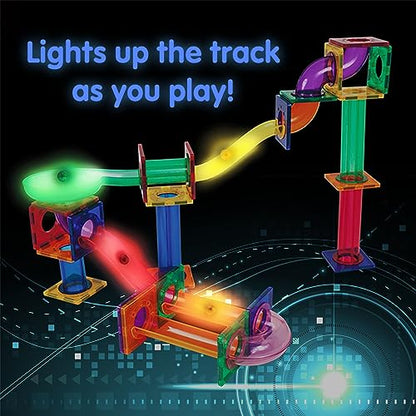 PicassoTiles Motion Activated Marbles 8pc LED Light-Up Glow in The Dark Translucent Balls for Marble Run Race Racetrack Maze Magnetic Construction Magnet Tiles Building Block STEM Education Kids Toys - color: 8pc Led Balls for Marble Run