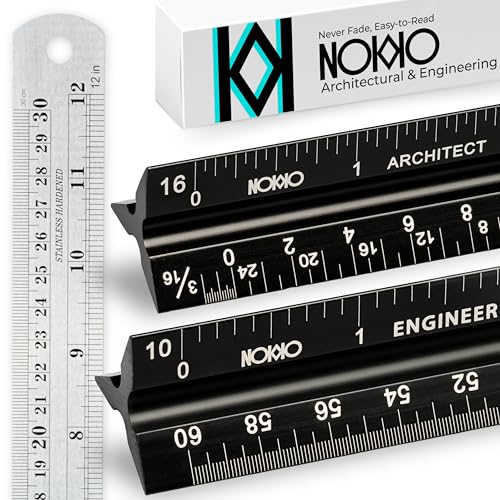 Architectural Scale Ruler and Engineering Scale Ruler Set, 12-Inch, 3-Piece - color: Black Architect / Black Engineer