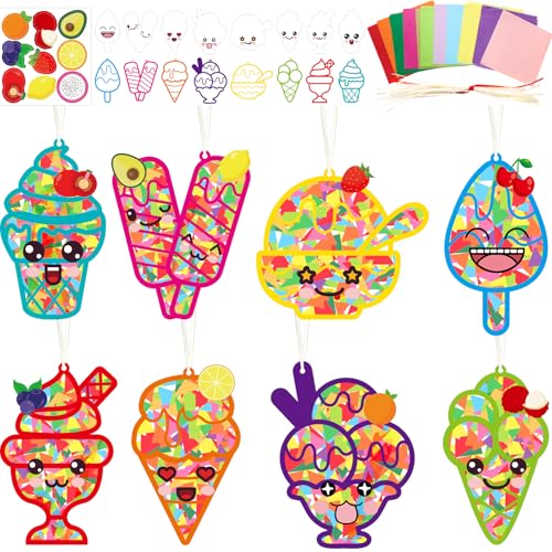 WorldBazaar Ice Cream Suncatcher Crafts 16 Sets Classroom Activities