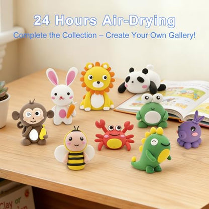 Air Dry Clay Kit for Kids: 12 Animals Clay with Sculpting Tools & Tutorials