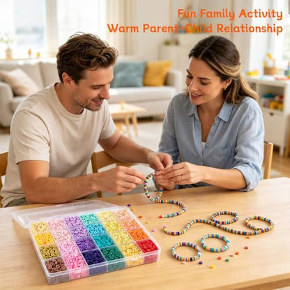24 Colors 2200Pcs Polymer Clay Beads DIY Friendship Bracelet Kit