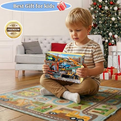 Puzzles for Kids Ages 6-8 8-10 -200 Piece Puzzles Construction Site Puzzle - color: Engineering Vehicle