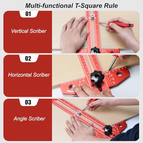 Woodworking Scriber Marking Line Ruler, Adjustable up to 18 inches